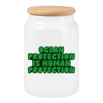 Ocean protection is human protection - Cookie Jar with Wooden Lid - white - Front