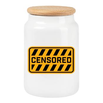 Censored Zensiert Lustig Statement Freiheit Logo - Keksdose mit Holzdeckel - Weiß - Vorne