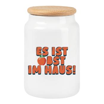 Es ist Obst im Haus - Keksdose mit Holzdeckel - Weiß - Vorne