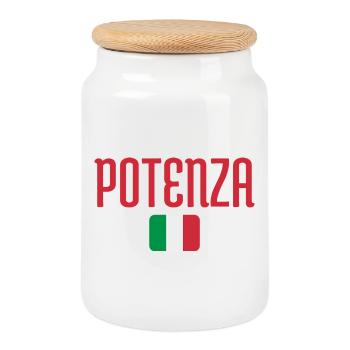 Potenza Italian Flag - Cookie Jar with Wooden Lid - white - Front