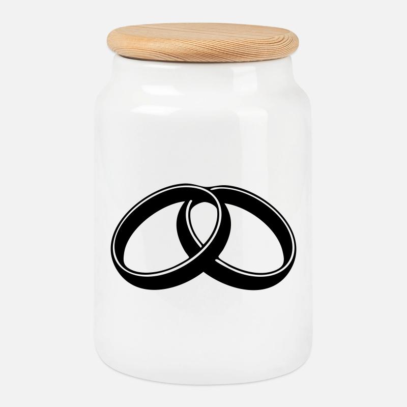 Bagues de mariage – Minimaliste noir et blanc - Boîte à biscuits avec couvercle en bois - blanc