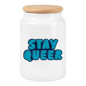 Bleib queer - Keksdose mit Holzdeckel - Weiß - Vorne