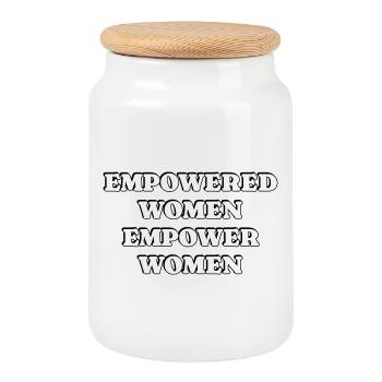 Empowered Women Empower Women - Cookie Jar with Wooden Lid - white - Front