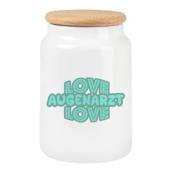 Cadeau pour l’ophtalmologiste - Boîte à biscuits avec couvercle en bois - blanc - Devant