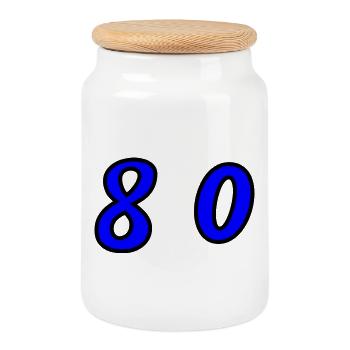 80. 80 YEARS. 80th ANNIVERSARY. 80 YEARS ANNIVERSARY. - Cookie Jar with Wooden Lid - white - Front