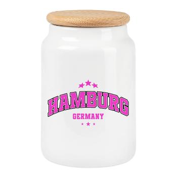 Chemise Hambourg pour femmes style universitaire rose - Boîte à biscuits avec couvercle en bois - blanc - Devant