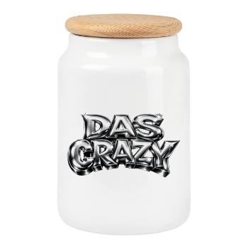  Das Crazy - Jugendwort Trend  - Keksdose mit Holzdeckel - Weiß - Vorne