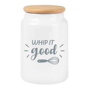 Whip It Good Lustiges Backzitat Retro-Design - Keksdose mit Holzdeckel - Weiß - Vorne