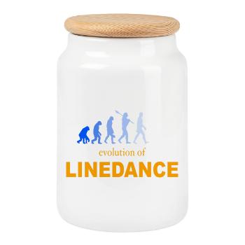 Evolution of Linedance - Cookie Jar with Wooden Lid - white - Front