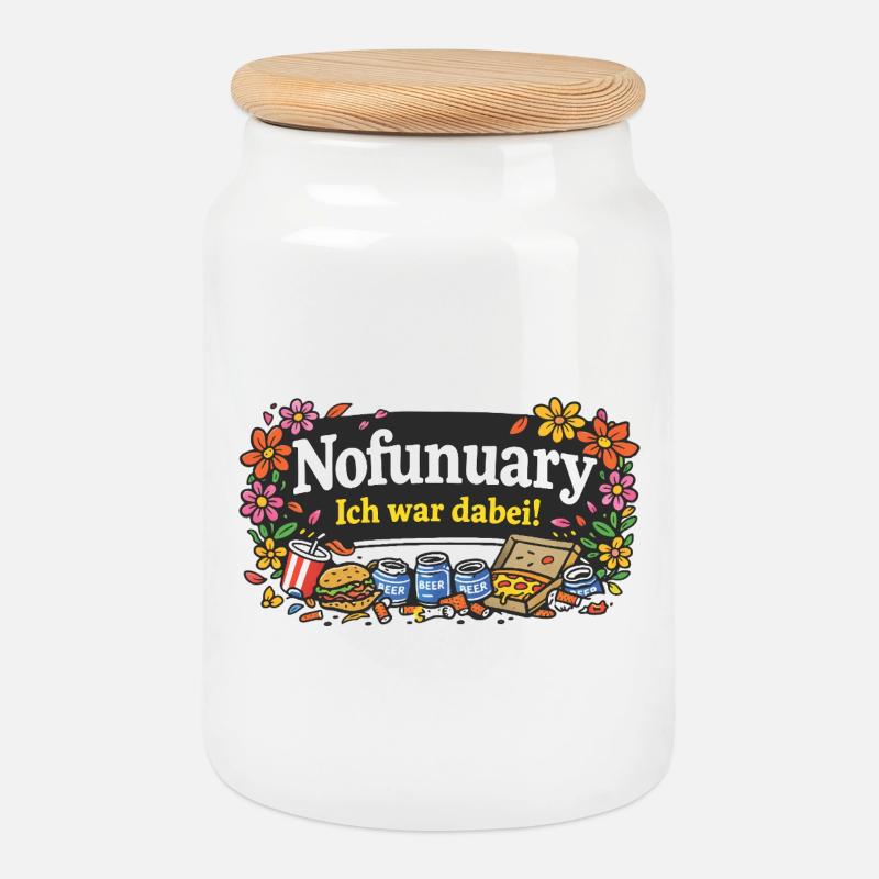 Nofunuary - Keksdose mit Holzdeckel - Weiß