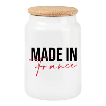 Made in France - Boîte à biscuits avec couvercle en bois - blanc - Devant