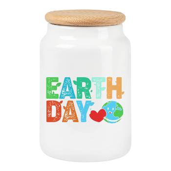 Archaeology Geology - Cookie Jar with Wooden Lid - white - Front
