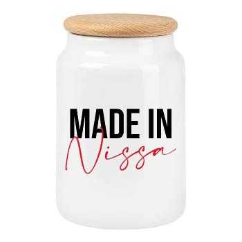 Made in Nissa - Cookie Jar with Wooden Lid - white - Front