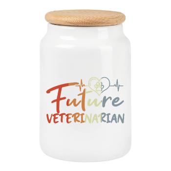 Future veterinarian - Cookie Jar with Wooden Lid - white - Front