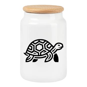 tortoise - Cookie Jar with Wooden Lid - white - Front