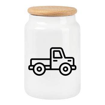 Lkw - Keksdose mit Holzdeckel - Weiß - Vorne