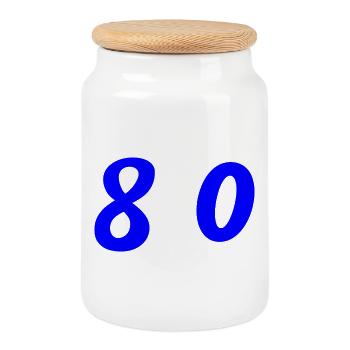 80. 80 YEARS. 80th ANNIVERSARY. 80 YEARS ANNIVERSARY. - Cookie Jar with Wooden Lid - white - Front