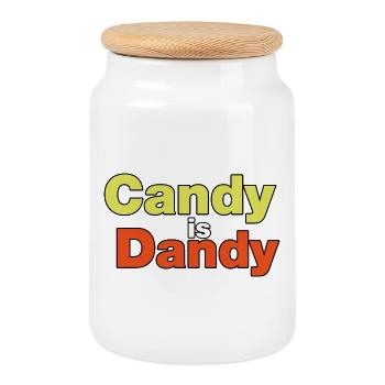 Candy is Dandy Bold Typography - Cookie Jar with Wooden Lid - white - Front