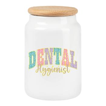 Dentale Hygienistin Farbpalette Dentalhygieniker - Keksdose mit Holzdeckel - Weiß - Vorne