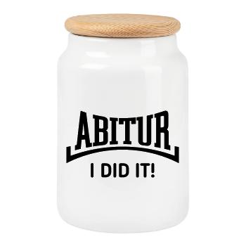 Abitur – I Did It! (Abiturient / Konkav / Black) - Cookie Jar with Wooden Lid - white - Front
