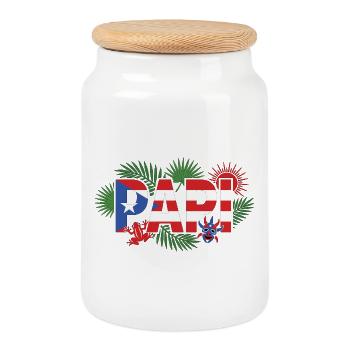 Papi Puerto Rico Flagge Urlaub - Keksdose mit Holzdeckel - Weiß - Vorne