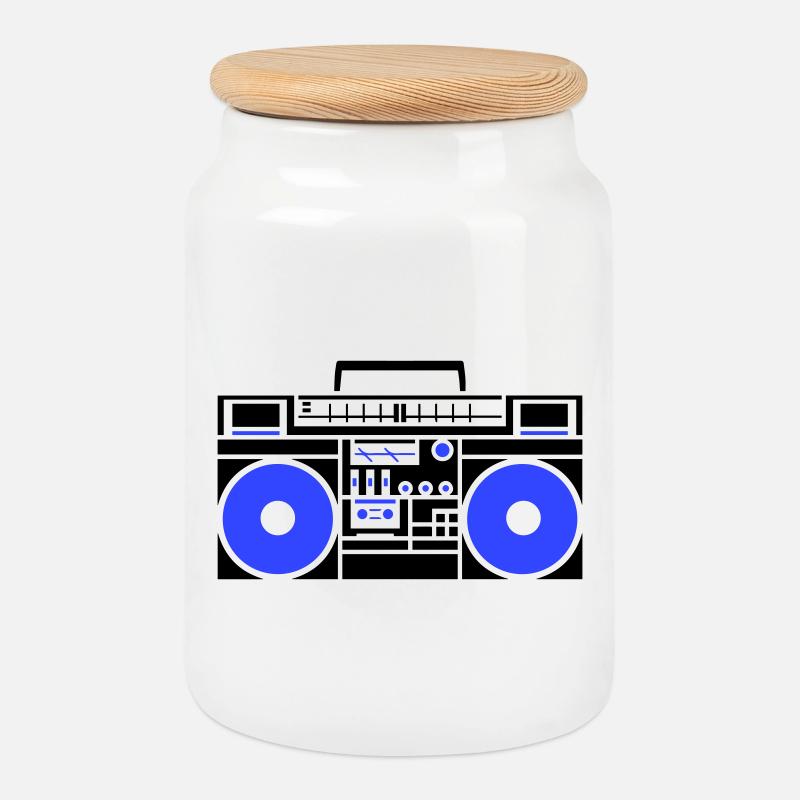 Radio blaster de ghetto - Boîte à biscuits avec couvercle en bois - blanc