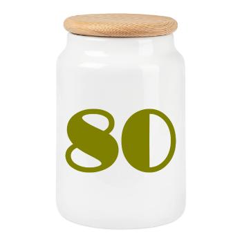 80. 80 YEARS. 80th ANNIVERSARY. 80 YEARS ANNIVERSARY. - Cookie Jar with Wooden Lid - white - Front
