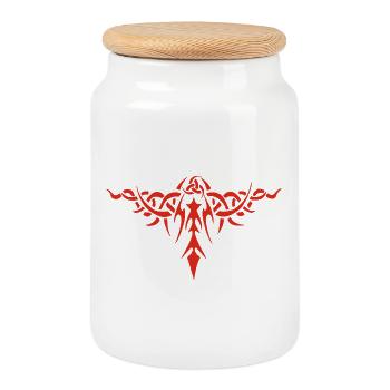 Thorny Symbol (Red) - Cookie Jar with Wooden Lid - white - Front