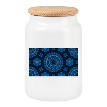Azure Mandala Kaleidoscope - Keksdose mit Holzdeckel - Weiß - Vorne