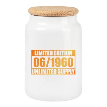 66th Birthday Limited Edition - ꝏ Supply 06/1960 - Cookie Jar with Wooden Lid - white - Front