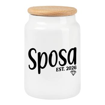 Italian Bride 2026 - Cookie Jar with Wooden Lid - white - Front
