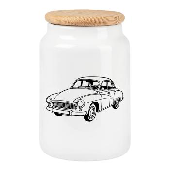 Wartburg 311 / 312 Coupé - Cookie Jar with Wooden Lid - white - Front