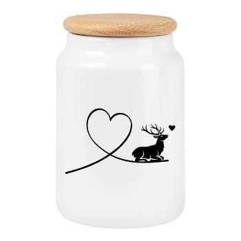 Amour des cerfs - Boîte à biscuits avec couvercle en bois - blanc - Devant