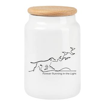 Free Soul Dog – Minimalist One Line Art - Cookie Jar with Wooden Lid - white - Front