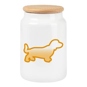 Teckel - Boîte à biscuits avec couvercle en bois - blanc - Devant