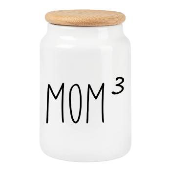 Le monde de maman - Boîte à biscuits avec couvercle en bois - blanc - Devant