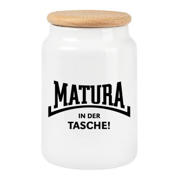 Matura – In Der Tasche! (Maturant Konkav / Black) - Keksdose mit Holzdeckel - Weiß - Vorne