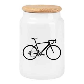 velo de course - Boîte à biscuits avec couvercle en bois - blanc - Devant