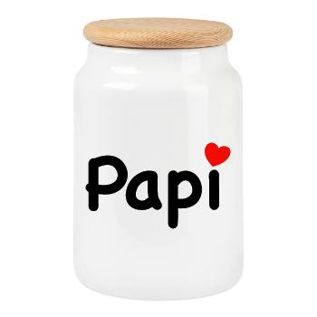 Fête des pères Papa Geschnekidee - Boîte à biscuits avec couvercle en bois - blanc - Devant
