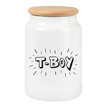 T-Boy Transboy LGBTQ Pride - Illustration (white) - Cookie Jar with Wooden Lid - white - Front