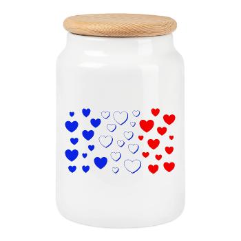 Drapeau français en forme de cœur Cœur français - Boîte à biscuits avec couvercle en bois - blanc - Devant