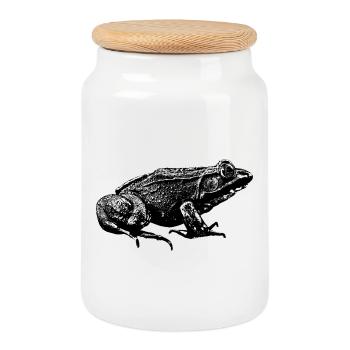 Graphique d’une vraie grenouille de profil - Boîte à biscuits avec couvercle en bois - blanc - Devant