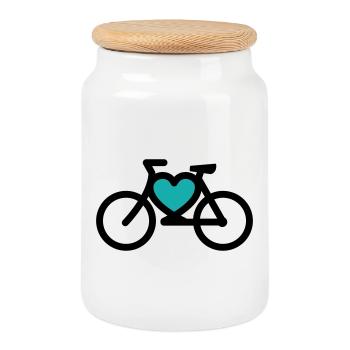 i ike my bike - Cookie Jar with Wooden Lid - white - Front