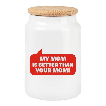 my mom is better than your mom - Cookie Jar with Wooden Lid - white - Front