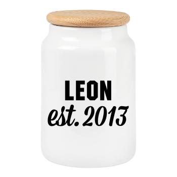 Leon est 2013 - Keksdose mit Holzdeckel - Weiß - Vorne