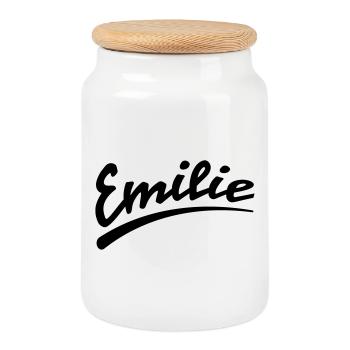 emilie | Emilie - Cookie Jar with Wooden Lid - white - Front
