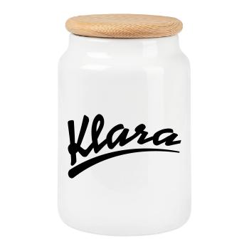 klara | Klara - Boîte à biscuits avec couvercle en bois - blanc - Devant