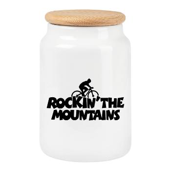 Rockin 'le vélo de montagne - Boîte à biscuits avec couvercle en bois - blanc - Devant