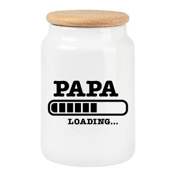 papa loading baby - Keksdose mit Holzdeckel - Weiß - Vorne