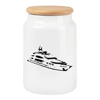 motoryacht - Boîte à biscuits avec couvercle en bois - blanc - Devant